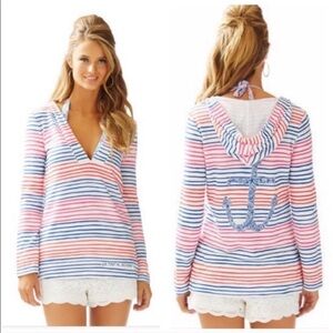 Lilly Pulitzer Higgs Striped Tunic Hoodie Coverup